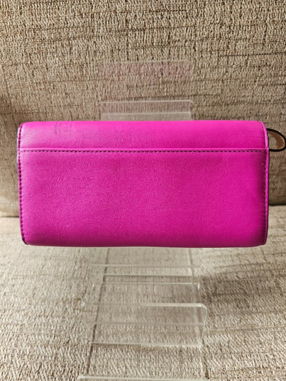 Kate Spade New York Turn Lock Leather Wallet – Fuchsia & Cream - Picture 3 of 7
